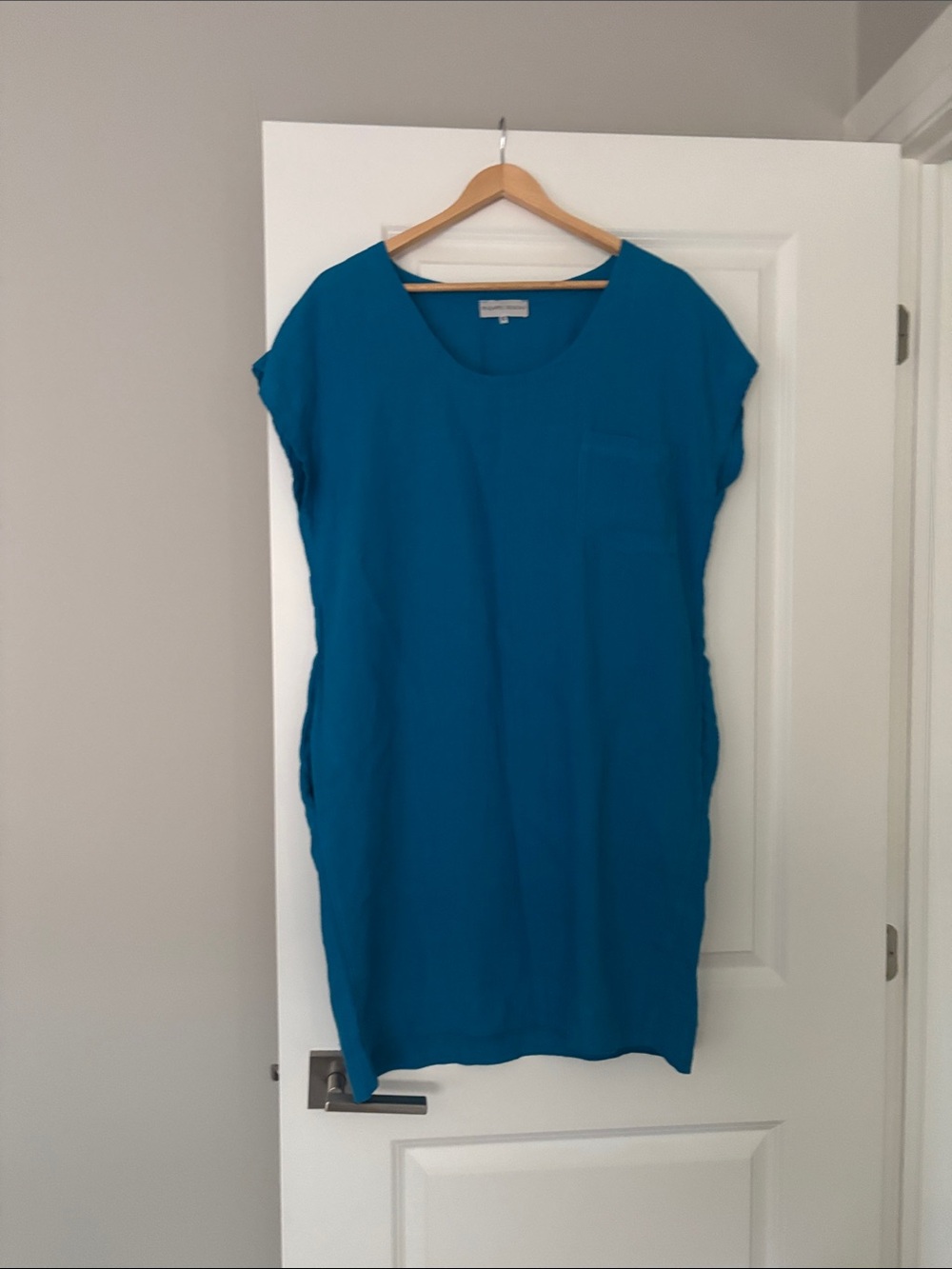 Teal Blue linen Shift Dress
